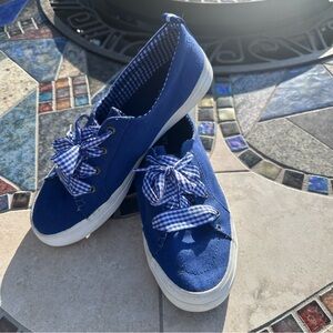 Sperry Blue & White Gingham Sneakers Crest Vibe Size 9